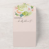 Waterverf Floral Blush Pink Wedding QR Code All In One Uitnodiging (Buitenkant)