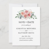 Waterverf Floral Blush Pink Wreath Save the Date (Voorkant)