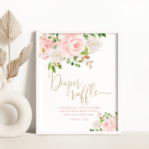 Waterverf Floral blush roze druppel raffinage Poster