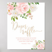 Waterverf Floral blush roze druppel raffinage Poster (Voorkant)