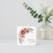Waterverf Floral Blush Rust Corners Vierkante Visitekaartje (Staand voorkant)
