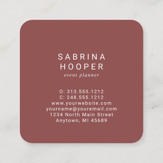 Waterverf Floral Blush Rust Corners Vierkante Visitekaartje (Achterkant)