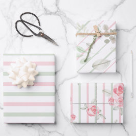 Waterverf Floral  Blush Sage Inpakpapier Vel