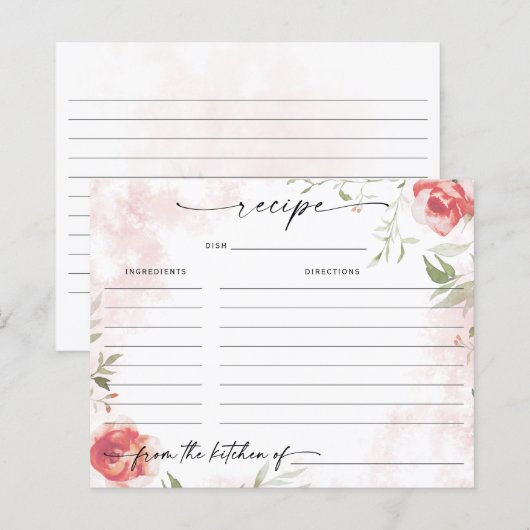 Waterverf Floral Blush Vrijgezellenfeest Recipe Ka (Voorkant / Achterkant)