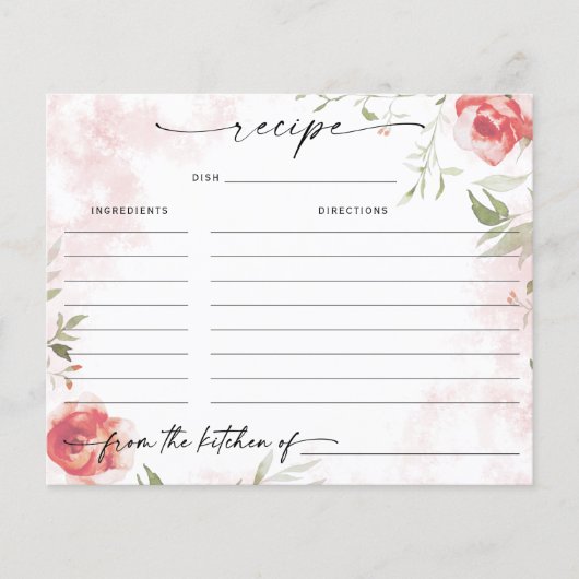 Waterverf Floral Blush Vrijgezellenfeest Recipe Ka (Voorkant)