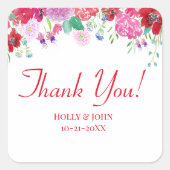 Waterverf Floral Boarder Hartelijk dank Vierkante Sticker (Voorkant)
