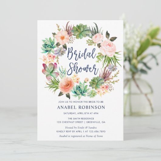 Waterverf Floral Bohemian Krans Vrijgezellenfeest Kaart (Staand voorkant)