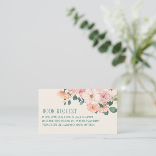 Waterverf Floral Boho baby shower Boek Aanvraag Informatiekaartje (Staand voorkant)