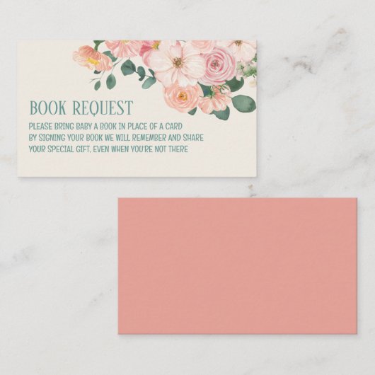 Waterverf Floral Boho baby shower Boek Aanvraag Informatiekaartje (Voorkant / Achterkant)