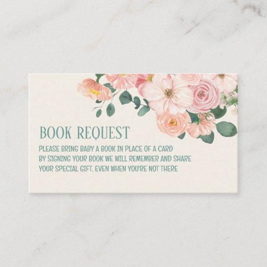 Waterverf Floral Boho baby shower Boek Aanvraag Informatiekaartje (Voorkant)