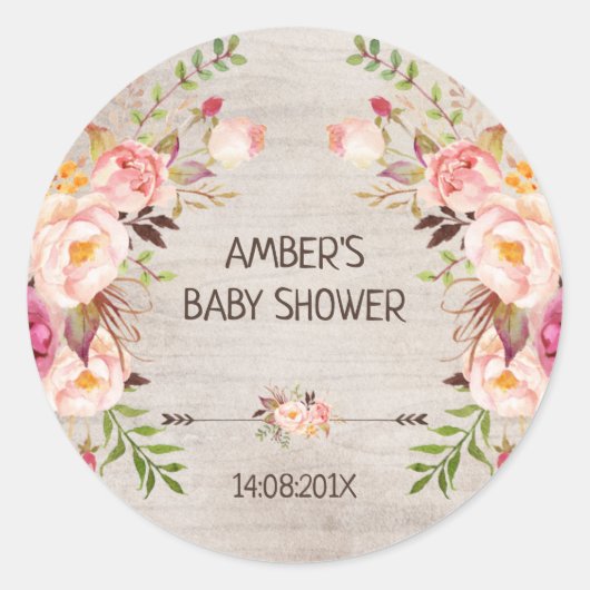 Waterverf Floral Boho Baby shower Sticker (Voorkant)
