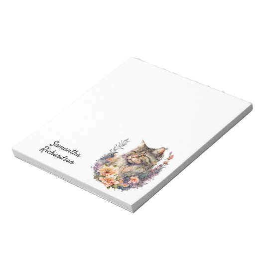 Waterverf Floral Boho Cat Notitieblok (Linkerzijde)