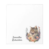 Waterverf Floral Boho Cat Notitieblok (Voorkant)