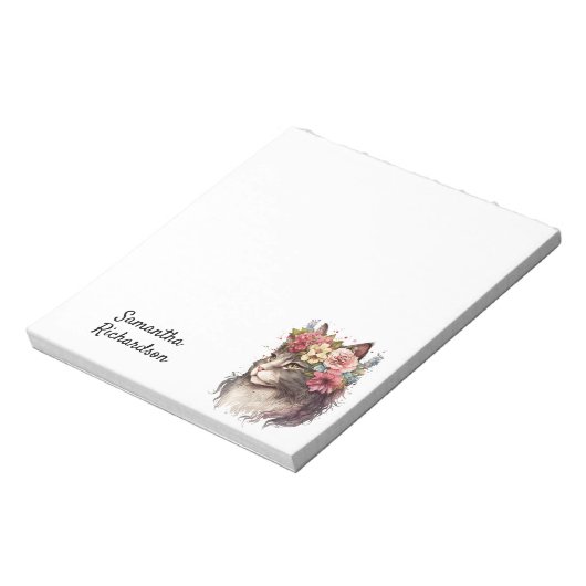 Waterverf Floral Boho Cat Notitieblok (Linkerzijde)