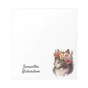 Waterverf Floral Boho Cat Notitieblok
