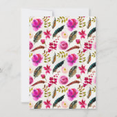 Waterverf Floral Boho Chic repetitie diner Kaart (Achterkant)