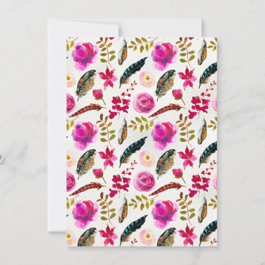Waterverf Floral Boho Chic repetitie diner Kaart (Achterkant)
