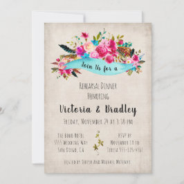 Waterverf Floral Boho Chic repetitie diner Kaart