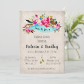 Waterverf Floral Boho Chic repetitie diner Kaart (Staand voorkant)