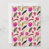 Waterverf Floral Boho Chic repetitie diner Kaart (Achterkant)