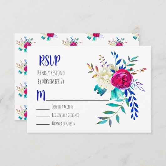 Waterverf Floral Boho Chic RSVP (Voorkant / Achterkant)
