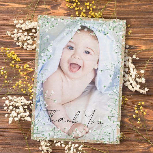 Waterverf Floral Boho Cute New Baby Bedankkaart