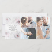 Waterverf Floral Boho Feathers Grey Soft Wedding Bedankkaart (Voorkant)