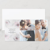 Waterverf Floral Boho Feathers Grey Soft Wedding Bedankkaart (Voorkant / Achterkant)