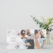 Waterverf Floral Boho Feathers Grey Soft Wedding Bedankkaart (Staand voorkant)