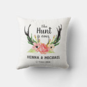 Waterverf Floral Boho Hunt is over het huwelijk Kussen (Achterkant)