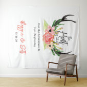 Waterverf Floral Boho Hunt is over het huwelijk Wandkleed (In Situ (horizontaal))