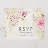 Waterverf Floral Boho Music Select RSVP Briefkaart (Voorkant / Achterkant)