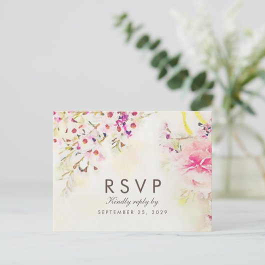 Waterverf Floral Boho Music Select RSVP Briefkaart (Staand voorkant)
