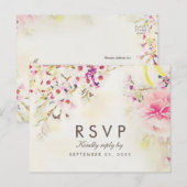 Waterverf Floral Boho Response RSVP Briefkaart (Voorkant / Achterkant)