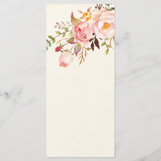 Waterverf Floral Boho Romantisch Modern Huwelijk Menu (Achterkant)