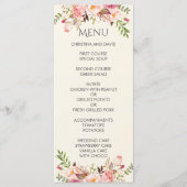 Waterverf Floral Boho Romantisch Modern Huwelijk Menu (Voorkant)