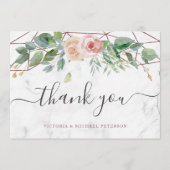 Waterverf Floral Boho Roos Gold Geometric Wedding Bedankkaart (Voorkant)