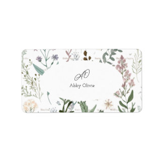 Waterverf floral boho simpel etiket