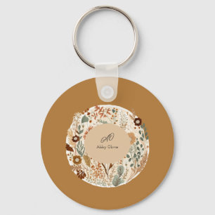 Waterverf floral boho simpel sleutelhanger