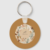 Waterverf floral boho simpel sleutelhanger (Achterkant)