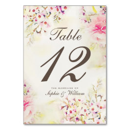 Waterverf Floral Boho Tafelnummer Kaart