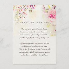 Waterverf Floral Boho Vintage Wedding Invoegen Kaa Informatiekaartje