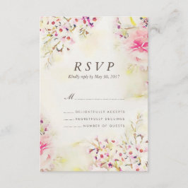 Waterverf Floral Boho Vintage Wedding RSVP-kaart RSVP Kaartje