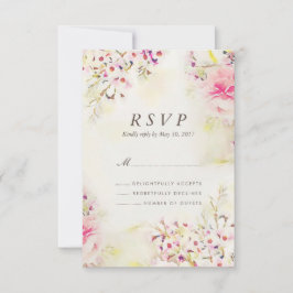 Waterverf Floral Boho Vintage Wedding RSVP-kaart RSVP Kaartje