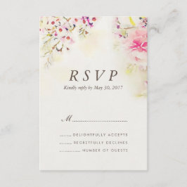 Waterverf Floral Boho Vintage Wedding RSVP-kaart RSVP Kaartje