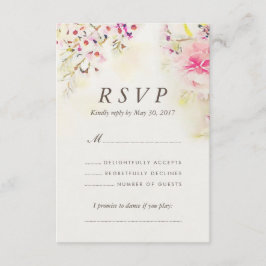Waterverf Floral Boho Vintage Wedding RSVP-kaart RSVP Kaartje