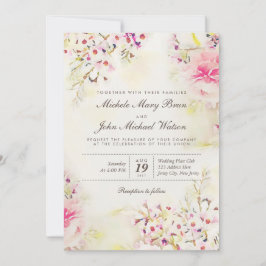 Waterverf Floral Boho Vintage Wedding Uitnodiging