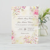 Waterverf Floral Boho Vintage Wedding Uitnodiging (Staand voorkant)