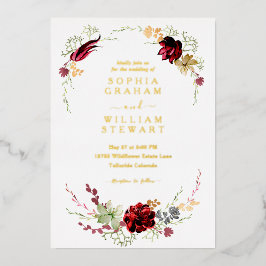 Waterverf Floral Boho Wedding Folie Uitnodiging