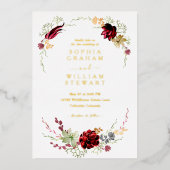 Waterverf Floral Boho Wedding Folie Uitnodiging (Voorkant)
